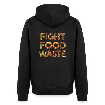 Fight Food Waste Essen Verschwendung - Unisex Premium Bio Zip Hoodie - Schwarz - Hinten - Nico (187cm)