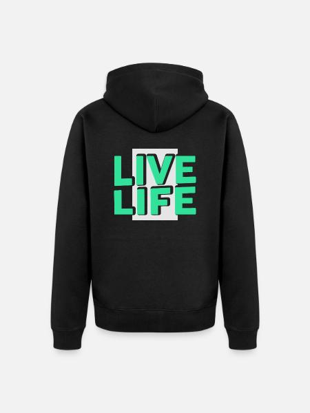 Live Life - Unisex Premium Organic Zip Hoodie - black