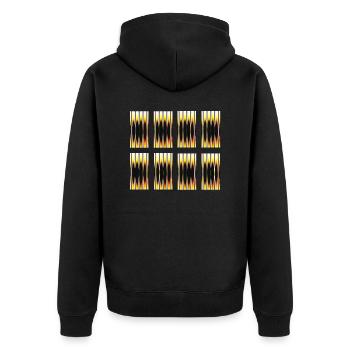 Unikat-Farbe - Unisex Premium Bio Zip Hoodie - Schwarz - Hinten - Nico (187cm)