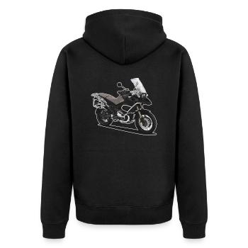 Voyage Enduro // Illustration // Moto - Veste à capuche bio Premium Unisexe - noir - Dos - Nico (187cm)