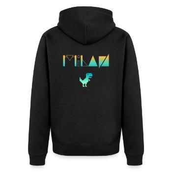 MILAN - Schöner Jungen Name mit Dinosaurier - Unisex Premium Bio Zip Hoodie - Schwarz - Hinten - Nico (187cm)