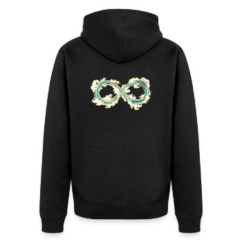 Unendliche Wellen - Unisex Premium Bio Zip Hoodie - Schwarz - Hinten - Nico (187cm)