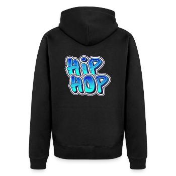 Hip Hop Text Graffiti - Unisex Premium Organic Zip Hoodie - black - Back - Nico (187cm)