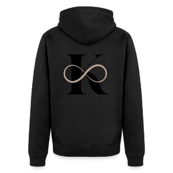 Unendlicher Buchstabe k - Unisex Premium Bio Zip Hoodie - Schwarz - Hinten - Nico (187cm)