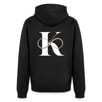 Unendlicher Buchstabe k - Unisex Premium Bio Zip Hoodie - Schwarz - Hinten - Nico (187cm)