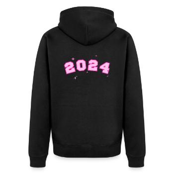 2024 Stern Rosa - Unisex Premium Bio Zip Hoodie - Schwarz - Hinten - Nico (187cm)