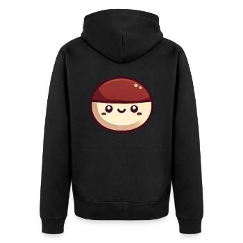 Kastanie - Unisex Premium Bio Zip Hoodie - Schwarz - Hinten - Nico (187cm)