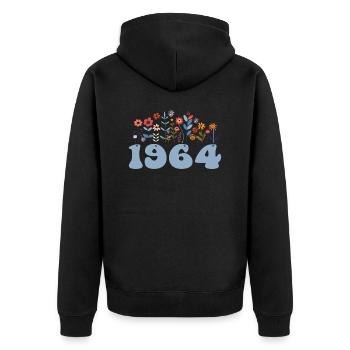 1964 Floral Pattern 1964 Floral Theme Flowers 1964 - Unisex Premium Organic Zip Hoodie - black - Back - Nico (187cm)