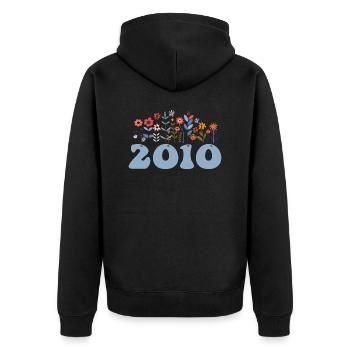 2010 Blumenmuster 2010 Blumen-thema Blumen 2010 - Unisex Premium Bio Zip Hoodie - Schwarz - Hinten - Nico (187cm)