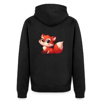 Fuchs 1 - Unisex Premium Bio Zip Hoodie - Schwarz - Hinten - Nico (187cm)