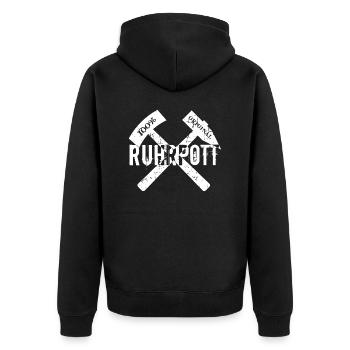 Ruhrpott 100% Original - Unisex Premium Bio Zip Hoodie - Schwarz - Hinten - Nico (187cm)