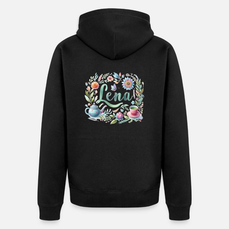 Lena Nom Prénom Aquarelle - Veste à capuche bio Premium Unisexe - noir