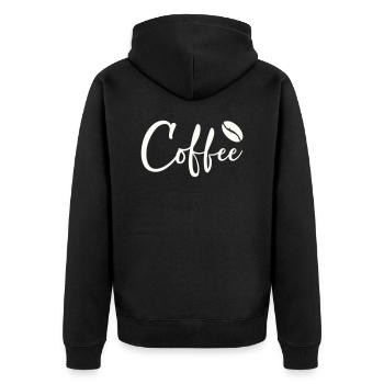 Coffee - Unisex Premium Bio Zip Hoodie - Schwarz - Hinten - Nico (187cm)