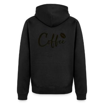 Coffee - Unisex Premium Bio Zip Hoodie - Schwarz - Hinten - Nico (187cm)