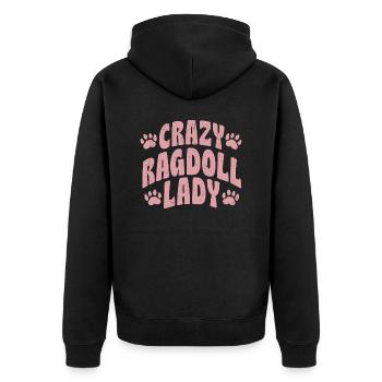 Crazy Ragdoll Lady Cat Kitten Mother - Unisex Premium Bio Zip Hoodie - Schwarz - Hinten - Nico (187cm)