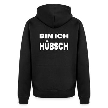 Hübsch - Unisex Premium Bio Zip Hoodie - Schwarz - Hinten - Nico (187cm)