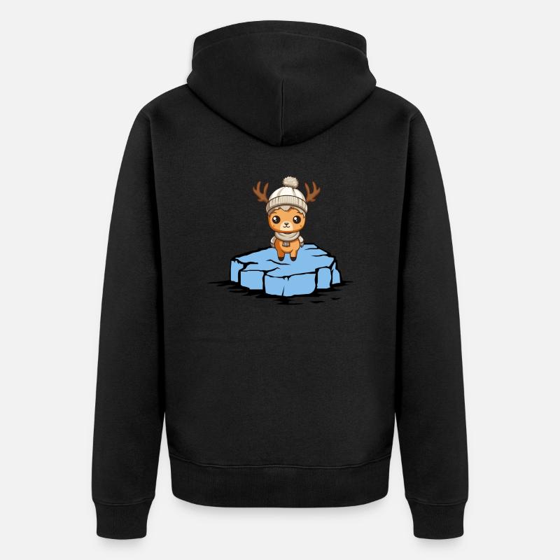 Reh Eisscholle - Unisex Premium Bio Zip Hoodie - Schwarz