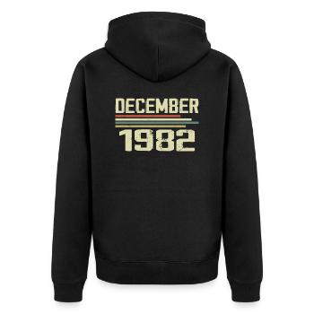 Décembre 1982 Vintage Rétro Anniversaire - Veste à capuche bio Premium Unisexe - noir - Dos - Nico (187cm)