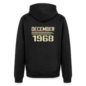 December 1968 Vintage Vintage Retro Birthday - Unisex Premium Organic Zip Hoodie - black - Back - Nico (187cm)