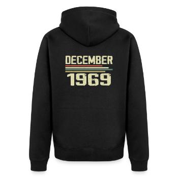 December 1969 Vintage Retro Birthday - Unisex Premium Organic Zip Hoodie - black - Back - Nico (187cm)