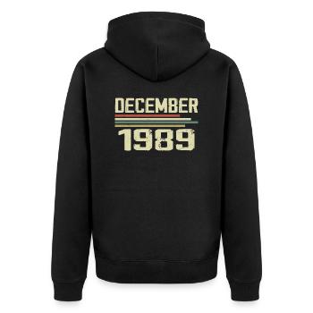 Décembre 1989 Vintage Vintage Rétro Anniversaire - Veste à capuche bio Premium Unisexe - noir - Dos - Nico (187cm)