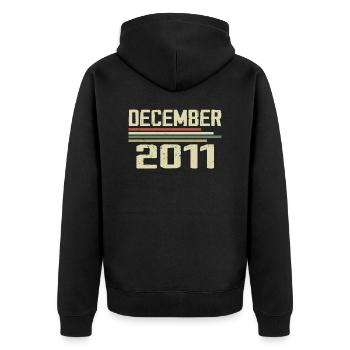 Décembre 2011 Vintage Vintage Rétro Anniversaire - Veste à capuche bio Premium Unisexe - noir - Dos - Nico (187cm)