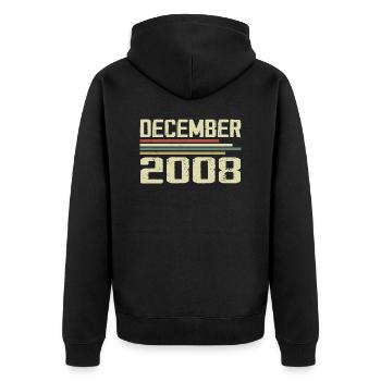Décembre 2008 Vintage Vintage Rétro Anniversaire - Veste à capuche bio Premium Unisexe - noir - Dos - Nico (187cm)