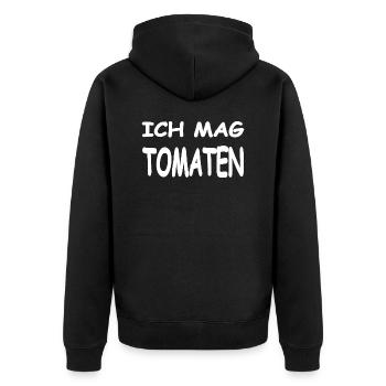 Tomaten - Unisex Premium Bio Zip Hoodie - Schwarz - Hinten - Nico (187cm)