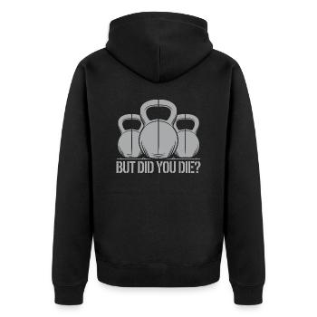 Motivation mit Humor fürs Gym - Unisex Premium Bio Zip Hoodie - Schwarz - Hinten - Nico (187cm)