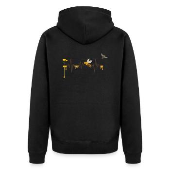 Heartbeat Bees - Geschenkidee - Unisex Premium Bio Zip Hoodie - Schwarz - Hinten - Nico (187cm)