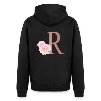 Lettre R avec des fleurs - Veste à capuche bio Premium Unisexe - noir - Dos - Nico (187cm)