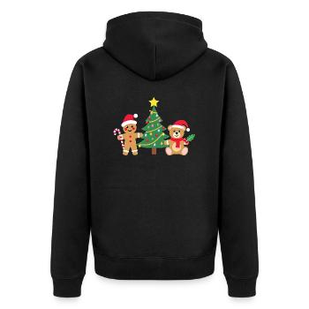Cute Little Santa's Friends Christmas Tree - Unisex Premium Organic Zip Hoodie - black - Back - Nico (187cm)