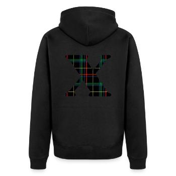 Monogramme x tartan écossais - Veste à capuche bio Premium Unisexe - noir - Dos - Nico (187cm)