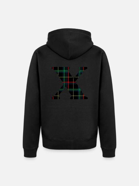 Monogram x Scottish tartan - Unisex Premium Organic Zip Hoodie - black