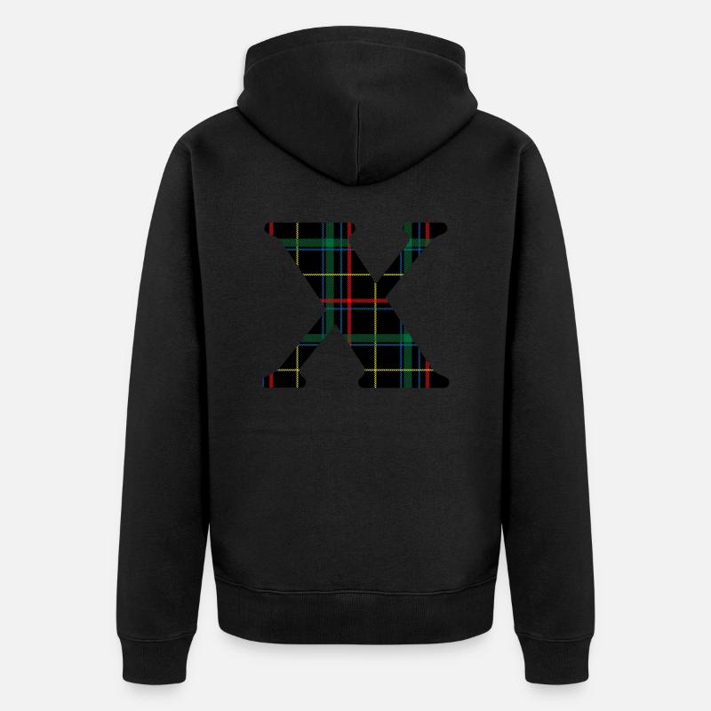 Monogramme x tartan écossais - Veste à capuche bio Premium Unisexe - noir