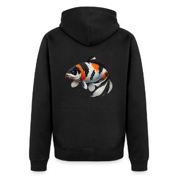 Koi Karpfen oder Wi sw - Unisex Premium Bio Zip Hoodie - Schwarz - Hinten - Nico (187cm)