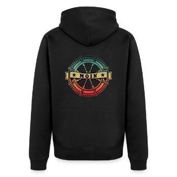 Nordstyle Moin Ankerdesign N° 1 Ville - Veste à capuche bio Premium Unisexe - noir - Dos - Nico (187cm)