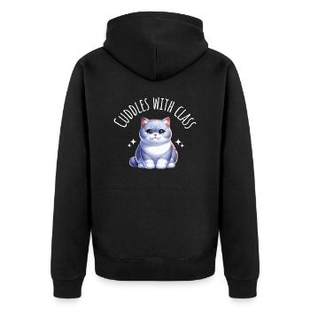 British Shorthair Cat Pet Funny Saying - Unisex Premium Organic Zip Hoodie - black - Back - Nico (187cm)