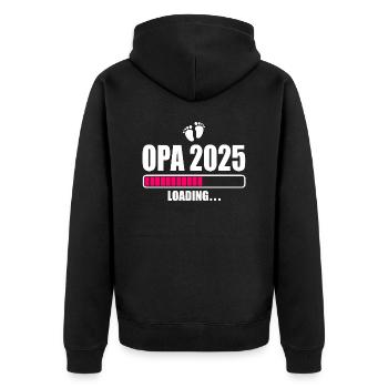 Opa 2025 - Unisex Premium Bio Zip Hoodie - Schwarz - Hinten - Nico (187cm)