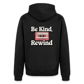 Be Kind, Rewind Cassette Tape - Unisex Premium Organic Zip Hoodie - black - Back - Nico (187cm)