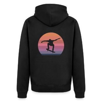 Skate - Unisex Premium Bio Zip Hoodie - Schwarz - Hinten - Nico (187cm)