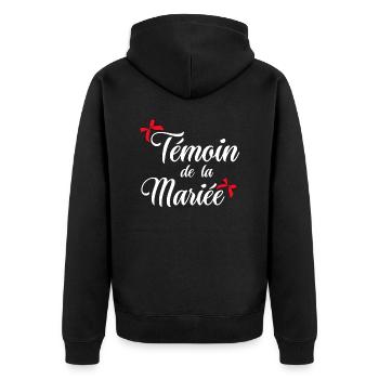 Témoin de la mariée noeud - Veste à capuche bio Premium Unisexe - noir - Dos - Nico (187cm)