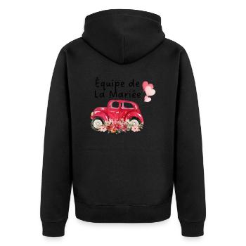 Braut Team Auto Blumen Braut - Unisex Premium Bio Zip Hoodie - Schwarz - Hinten - Nico (187cm)