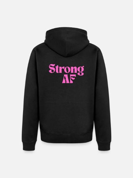 Strong AF - pink design - Unisex Premium Organic Zip Hoodie - black