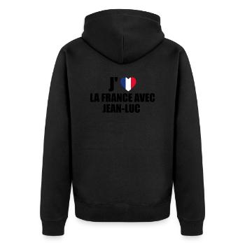 j'aime la France avec Jean Luc - Veste à capuche bio Premium Unisexe - noir - Dos - Nico (187cm)