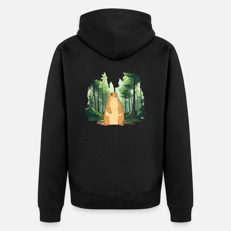 Starke Murmeltier-Naturlandschaft - Unisex Premium Bio Zip Hoodie - Schwarz