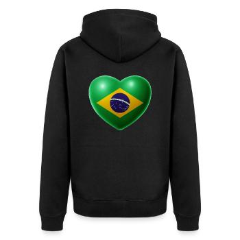 Herz (Brasilien / Brasil) 01 - Unisex Premium Bio Zip Hoodie - Schwarz - Hinten - Nico (187cm)