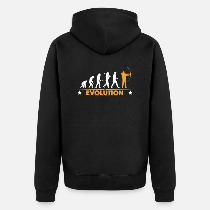 Archery evolution - orange/white - Unisex Premium Organic Zip Hoodie - black
