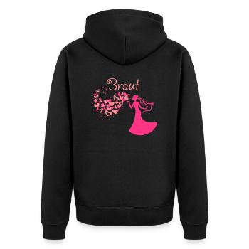 Heart Cloud bride Text - Unisex Premium Organic Zip Hoodie - black - Back - Nico (187cm)
