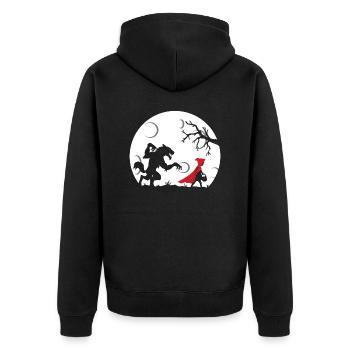 Rotkäppchen - Unisex Premium Bio Zip Hoodie - Schwarz - Hinten - Nico (187cm)